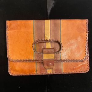 Vintage 1960’s leather Hippie fold over tote